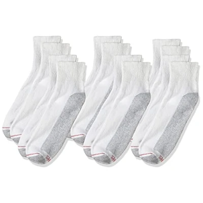 Image of Hanes Mens Big &amp; Tall Cushion Ankle Socks 6 Pack 145 White 12 14