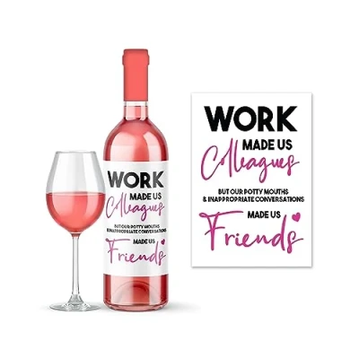Image of Rib Ticklerz Funny Wine Label Work Bestie Colleague Christmas Birthday Gift Bottle Secret Santa Joke Present Potty Mouths Made Us Friends WLS59