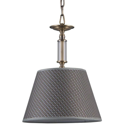 Image of Italux Lighting Classic Hanging Pendant Antique Bronze 1 Light with Grey Shade, E14