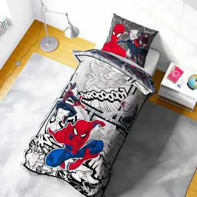 Image of Marvel Spiderman Bedding Amazing Spiderverse Villains Venom Polycotton Single Duvet Cover Set Includes Matching Pillowcase