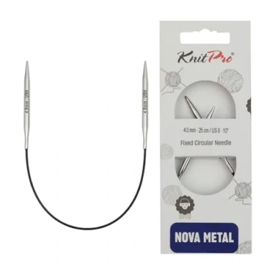 Image of KnitPro KP10979 Nova Metal: Knitting Pins: Circular: Fixed: 25cm x 4.00mm, Electroplated hollow brass, Silver