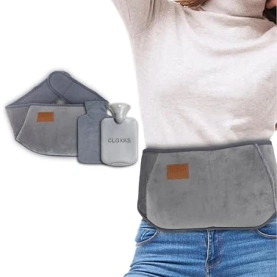 Image of Hot Water Bottle Pouch with Waist Cover Wearable Belt, Wrap Around PVC Soft Hand Warmer Leakproof Bag for Stomach, Period Pain Relief, Back, Tummy and Shoulders