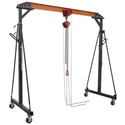 Image of Sealey Portable Gantry Crane Adjustable 1 Tonne with Geared Trolley Combo