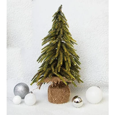 Image of Decorative Gold finish Mini Christmas Tree in Hessian Bag Get the festive spirit, wonderful sparkly and (35cm)