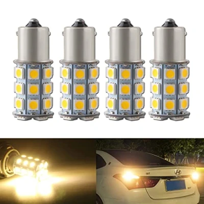 Image of Qasim 4x 1156 BA15S LED Bulbs P21/5W 1141 5050 27 SMD For RV Camper Trailer Interior Lighting Car Turn Signal Light Warm White