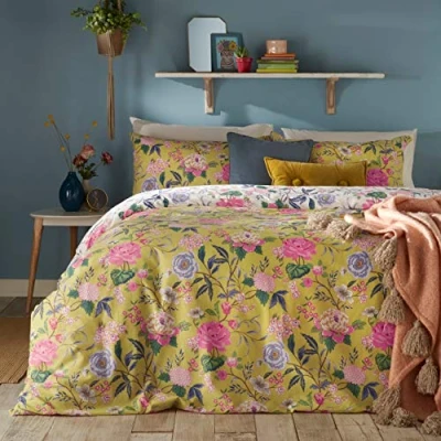 Image of furn. Azalea Duvet Cover Set Yellow Cotton Size Single