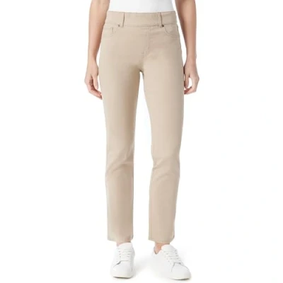 Image of Gloria Vanderbilt Women&#039;s Shape Effect Pull on High Rise Straight Leg Jean Standard, Flaxen Wheat, 14