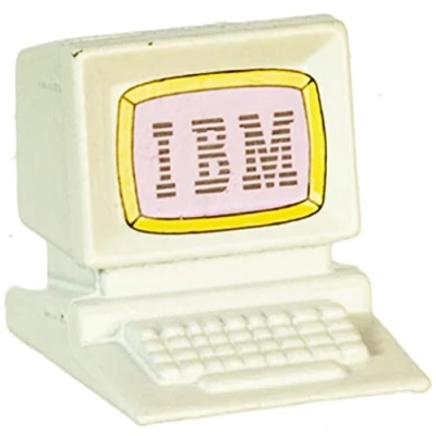 Image of Melody Jane Dolls House White Computer Desk Top PC Modern Miniature Office Study Accessory
