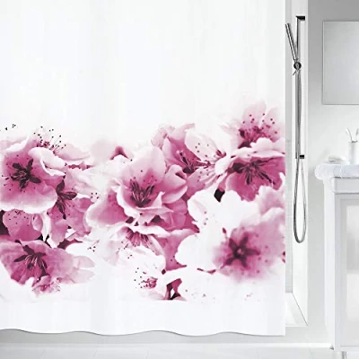 Image of Spirella Amanda Shower Curtain, Pink &amp; White