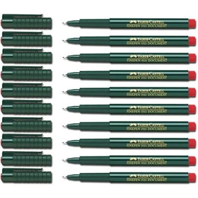 Image of Faber Castell Fibre Pen, Fine Pen 1511, 0.4 mm, red, 10 Stifte