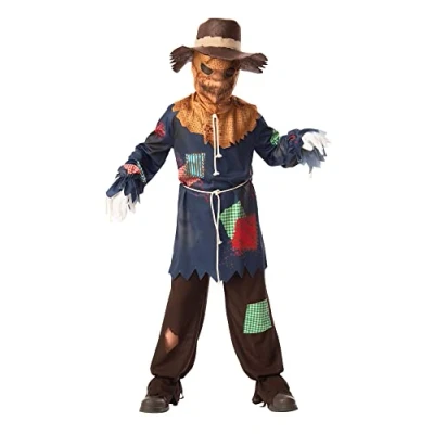 Image of Bristol Novelty 700894L000 Sinister Scarecrow Child Costume Kids Fancy Dress, Boys, Girls, Multi, 7 8 Years
