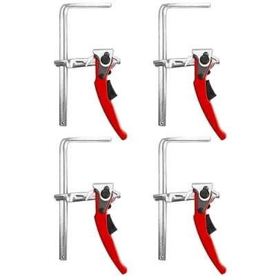 Image of QWORK Ratcheting Table Clamp, 4 Pack Quick Release Bar Clamp with 6 5/16&quot; Capacity and 2 Throat Depth for Sanding, Cutting, WD15064