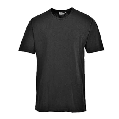 Image of Portwest Thermal T Shirt Short Sleeve, Size: L, Colour: Black, B120BKRL