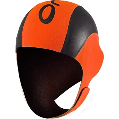 Image of ORCA Neoprene Swimming Cap, Unisex, Orange / Black, Size S/M