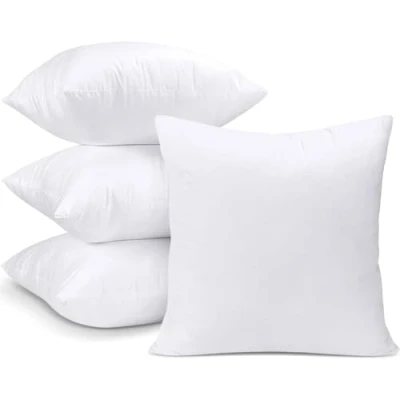 Image of Lancashire Bedding Polycotton Cushion Pads Bounce Back Hollowfibre Inserts Hypoallergenic, Soft &amp; Supportive Made in Britain Pack of 4 Bed Pillow, 40 cm X (16&quot; 16&quot;)