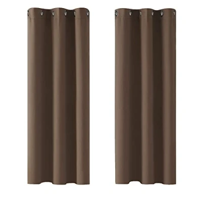 Image of Deconovo Window Treatments Thermal Insulated Eyelet Curtains Blackout for Bedroom Brown 42 x 54 Inch 2 Panels