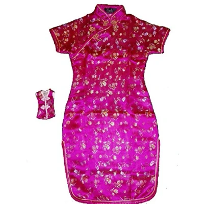 Image of Cinda Girls Satin Chinese Dress with PurseHot Pink 12 14 Years