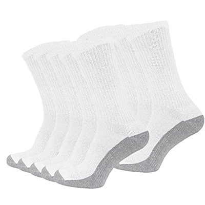 Image of ThreadTrade 10 Pairs Men&#039;s Industrial Crew Boot Work Socks Cushioned Heavy Duty Reinforced Toe &amp; Heel Sports UK 6 11 (White)