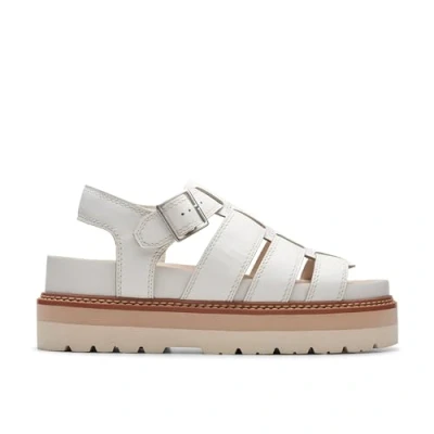 Image of Clarks Orianna Twist Leather Sandals In Off White Size 6.5