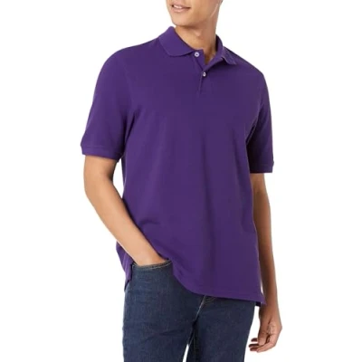 Image of Amazon Essentials Men&#039;s Regular Fit Cotton Pique Polo Shirt (Available in Big &amp; Tall), Dark Purple, XXL