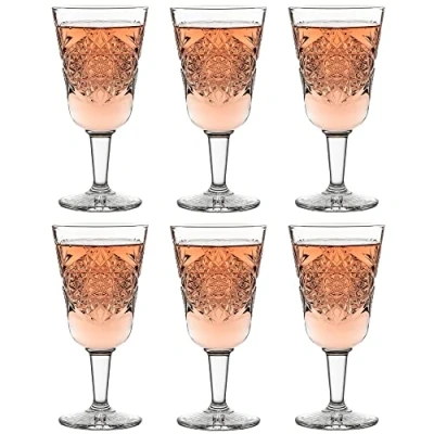 Image of Libbey Hobstar Wine Glass 300 ml / 30 cl Pack of 6 Vintage Design Dishwasher Safe