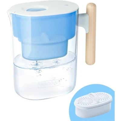 Image of Waterdrop Chubby Water Filter Jugs and Cartridges with 3 Months Filter, 3.5L, Reduces Fluoride, Chlorine More, NSF Certified, BPA Free, Light Blue (Replacement Filter: WD PF 01A Plus)