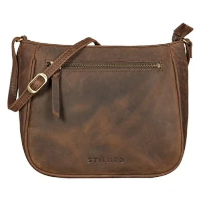 Image of STILORD &#039;Samira&#039; Handbag Women Leather Small Vintage Ladies Tote Bag Satchel Crossbody Saddle in Genuine Leather, Colour:Zamora Brown