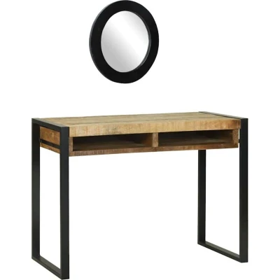 Image of vidaXL Dressing Table with Mirror 100x50x75 cm Solid Rough Wood Mango