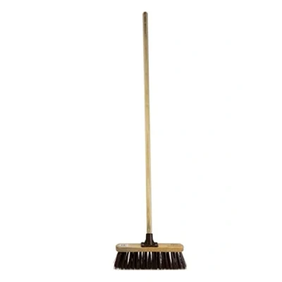 Image of Newman &amp; Cole Outdoor Sweeping Brush Stiff Yard Patio Garden Broom Synthetic Hard PVC Bristle Fitted with Wooden Handle (Unassembled, Pack of 5)