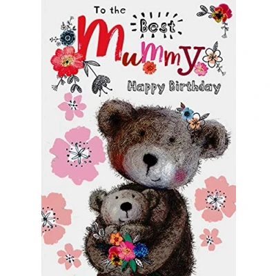 Image of Best Mummy Birthday Card Teddy Bear 8.5 x 6 Inches Words and Wishes