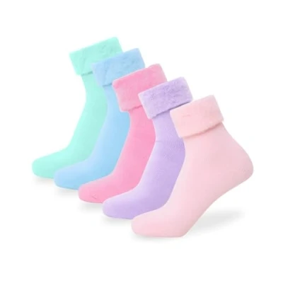 Image of ThreadCo Fluffy Socks for Women (5 Pairs) Warm Thermal Bed Super Soft Fleece Slipper UK 4 8