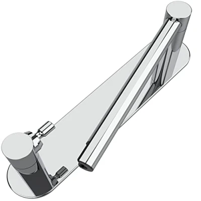 Image of WZRUA Toilet Roll Holder Self Adhesive, Double Post Pivoting Paper Holder, Chrome Stainless Steel and Zinc Alloy Stick On No Drilling for Bathroom
