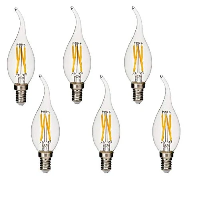 Image of BANGSHUO Pack 6 E14 Vintage Candelabra LED Bulbs 4W C35 400 Lumens Warm White 2700K Chandelier Light 40W Equivalent,C35 Filament Candle Bulb Flame Tip No Dimmable