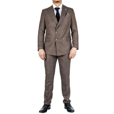 Image of Men&#039;s Brown Suit 2 Piece Double Breasted Check Formal Dress 42