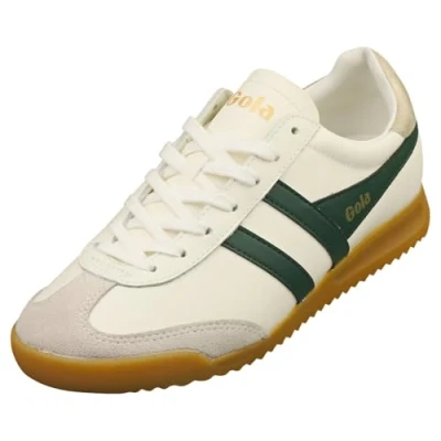 Image of Gola Torpedo Leather Women&#039;s 80S Gum Sole Wingflash Brandin Trainers (White Green, UK 6)