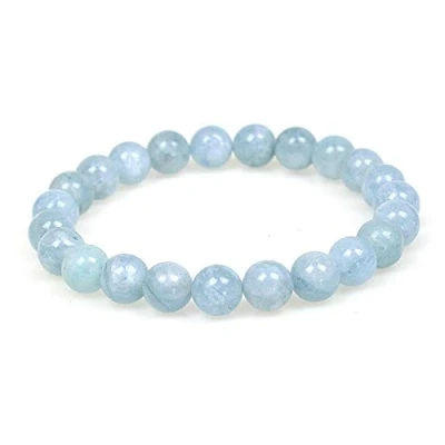 Image of MJDCB 8mm Natural Aquamarine Beads Bracelet Healing Crystals Bracelets