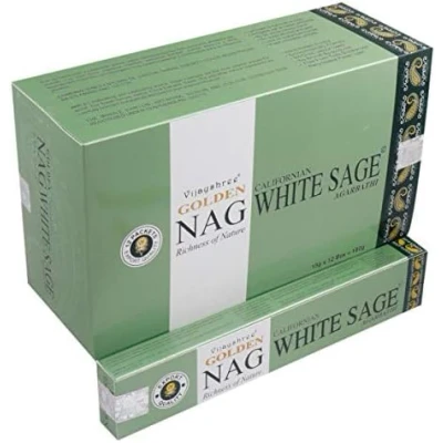 Image of Vijayshree Golden Nag White Sage 12 Packs of 15g = 180g Aromatherapy Meditation Spirituality 100% Natural Eco Friendly
