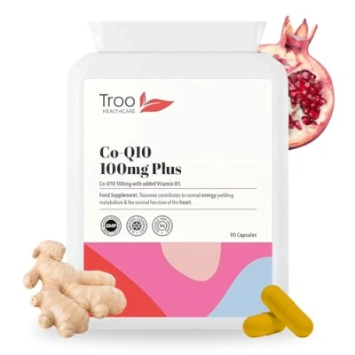 Image of Co Enzyme Q10 Supplement (CoQ10) 100 milligrams 90 Vegetarian Capsules Naturally Fermented Trans Form for High Absorption UK Manufactured to GMP Standards