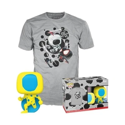 Image of Funko POP! &amp; Tee: Spider Man: Across the Verse Man Blacklight Glow In Dark Medium Spiderverse T Shirt Clothes With Collectable Vinyl Figure Men