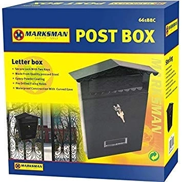Image of PRIME FURNISHING MARKSMAN SECURE PRESSED STEEL POST BOX BLACK