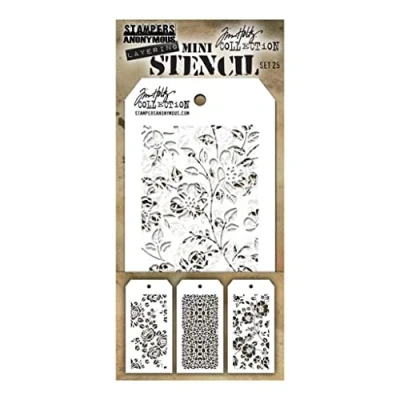 Image of Art Gone Wild Tim Holtz Mini Stencil Set 25, Synthetic Material, 21.6 x 9.1 0.1 cm
