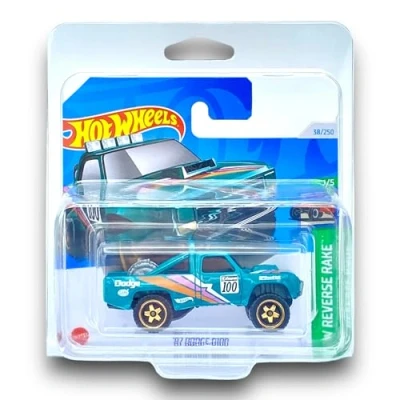 Image of Hot Wheels &#039;87 Dodge D100 (Green) 1/5 HW Reverse Rake 2024 38/250 (Short Card) COMES IN A KLAS CAR KEEPER SHORT CARD PROTECTOR CASE HTB89