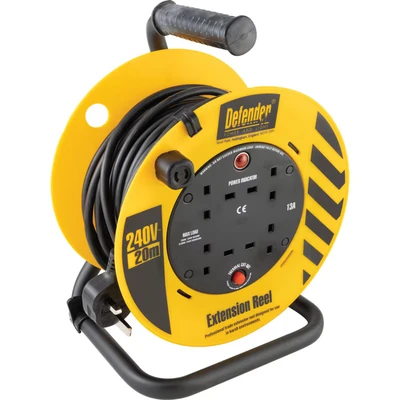Image of Defender Cable Reel 1.25mm2 4 Way 13A 20m 230V