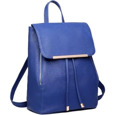 Image of Miss Lulu Backpack Women Small Waterproof City Modern PU Leather for Travel Work School (Navy)