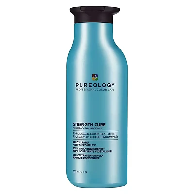 Image of Pureology Strength Cure, Strengthening Shampoo, for Damaged, Colour Treated Hair, Vegan Formulas, Sulphate Free a Gentle Cleanse