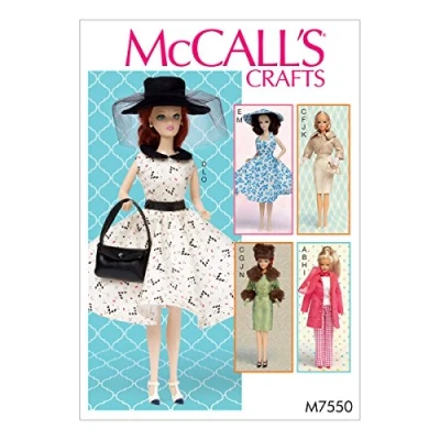 Image of Mccall&#039;s Patterns 7550 OS,Clothes and Accessories for 11 1/2&quot; Doll, Tissue, Multi/Colour, 17 x 0.5 0.07 cm