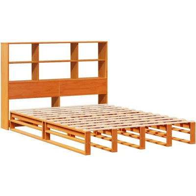 Image of vidaXL Bookcase Bed without Mattress Wax Brown 140x200 cm Solid Wood