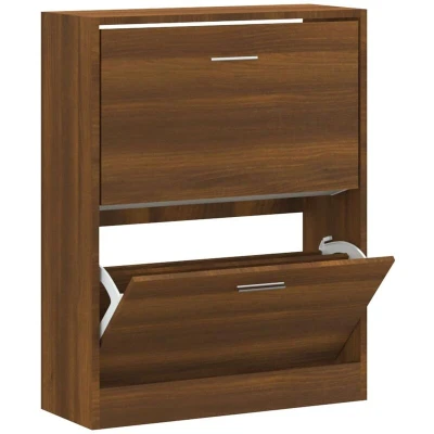 Image of vidaXL Shoe Cabinet Brown Oak 63x24x81 cm Engineered Wood