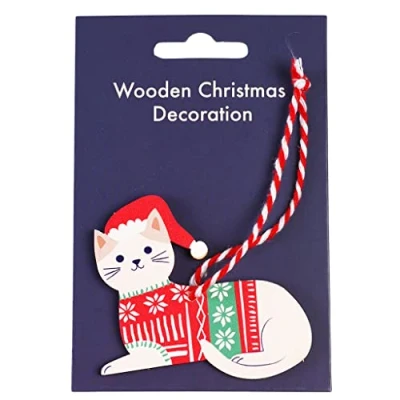 Image of White Cat Christmas Decoration