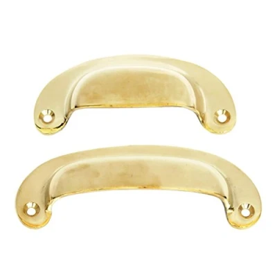 Image of Castelion Solid Brass Drawer Pull/Cupboard Door Handle Choice of Sizes: 10cm or 12cm (12cm)